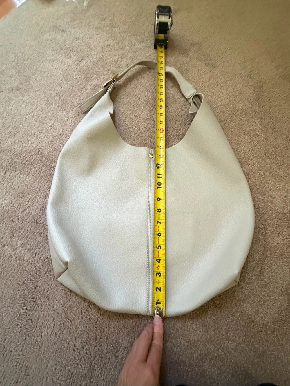 new Anthropologie the love knot slouchy buckle bag + mini pouch light gray stone